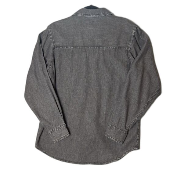 Harley Davidson Shirt Womens M Gray Denim Embroidered Button Up Motorcycle Biker - Picture 2 of 9